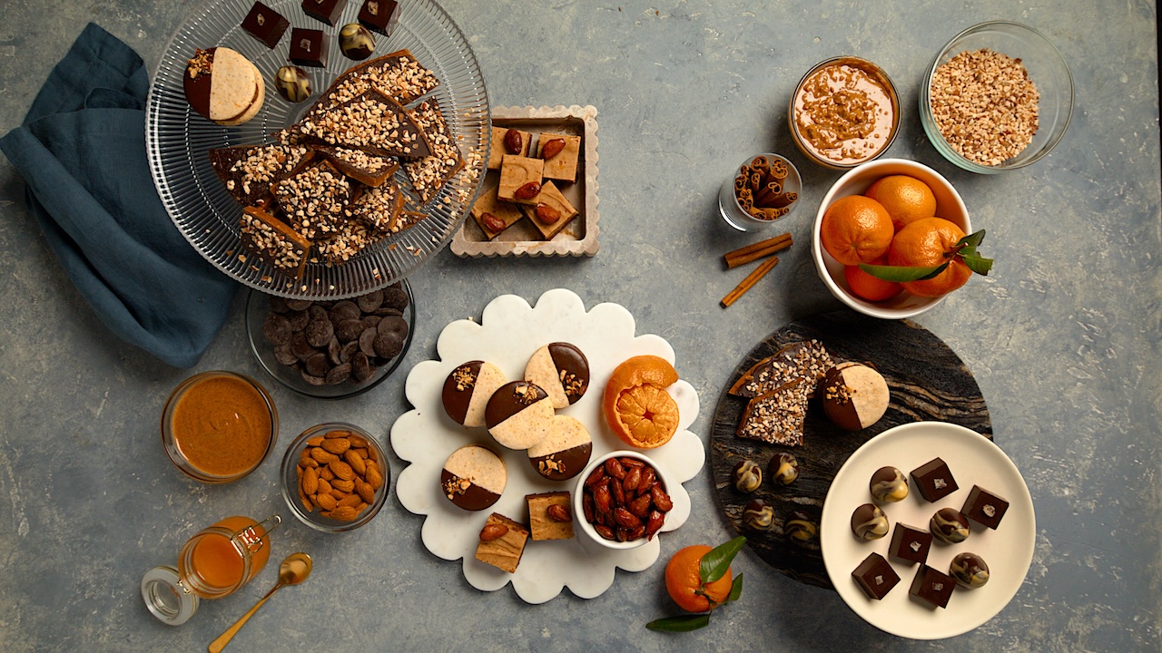 Chocolate confections plated